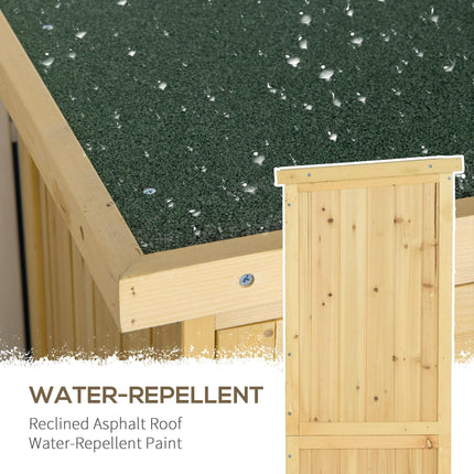 Wooden Garden Storage Shed with Lockable Doors and Asphalt Roof - Natural