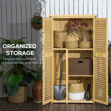 Wooden Garden Storage Shed with Lockable Doors and Asphalt Roof - Natural