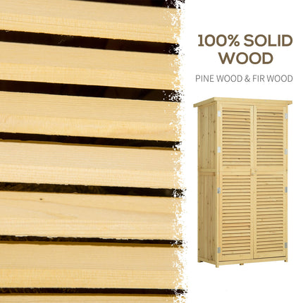 Wooden Garden Storage Shed with Lockable Doors and Asphalt Roof - Natural