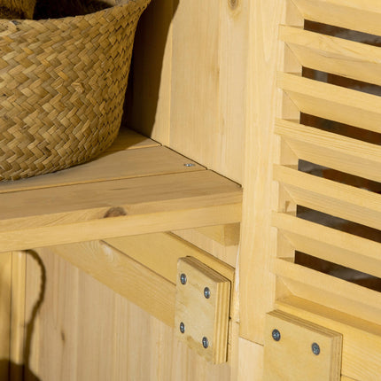 Wooden Garden Storage Shed with Lockable Doors and Asphalt Roof - Natural