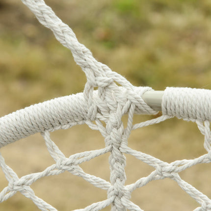 Large Hanging Hammock Chair Cotton Rope Porch Swing with Metal Frame - Cream White