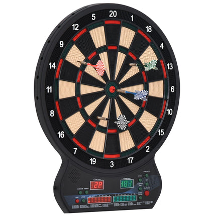 LED Electronic Dartboard with Scoreboard 8 Players 27 Games 12 Darts 30 Heads - Black and Orange