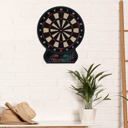 LED Electronic Dartboard with Scoreboard 8 Players 27 Games 12 Darts 30 Heads - Black and Orange