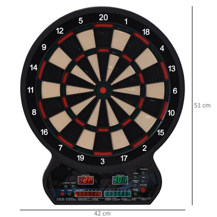 LED Electronic Dartboard with Scoreboard 8 Players 27 Games 12 Darts 30 Heads - Black and Orange
