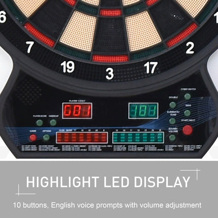 LED Electronic Dartboard with Scoreboard 8 Players 27 Games 12 Darts 30 Heads - Black and Orange