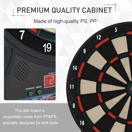 LED Electronic Dartboard with Scoreboard 8 Players 27 Games 12 Darts 30 Heads - Black and Orange