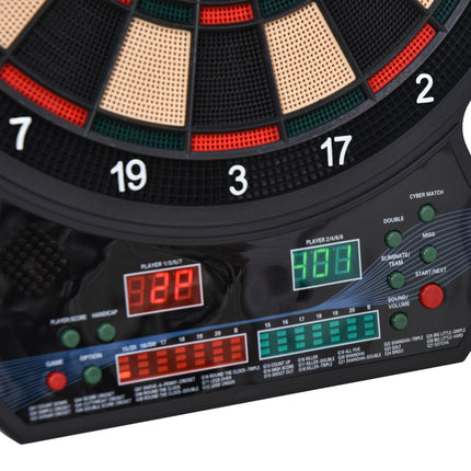LED Electronic Dartboard with Scoreboard 8 Players 27 Games 12 Darts 30 Heads - Black and Orange