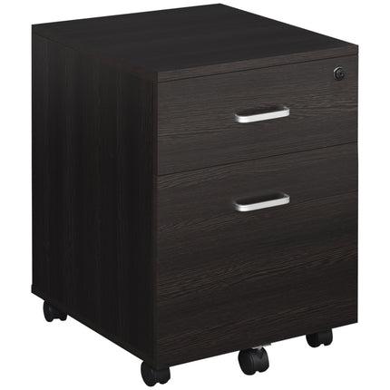 2-Drawer Locking Office Filing Cabinet w/ 5 Wheels Rolling Storage Hanging A4 Cu