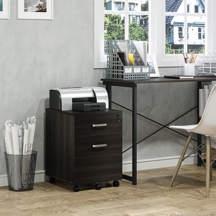 2-Drawer Locking Office Filing Cabinet w/ 5 Wheels Rolling Storage Hanging A4 Cu