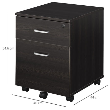2-Drawer Locking Office Filing Cabinet w/ 5 Wheels Rolling Storage Hanging A4 Cu