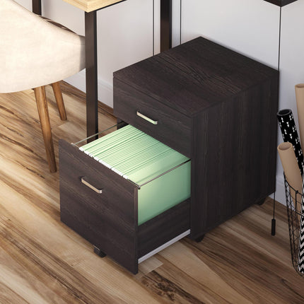 2-Drawer Locking Office Filing Cabinet w/ 5 Wheels Rolling Storage Hanging A4 Cu