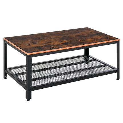 Coffee Table Industrial Side Table Living Room Table with Storage Shelf and Meta