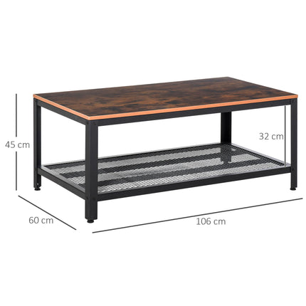 Coffee Table Industrial Side Table Living Room Table with Storage Shelf and Meta
