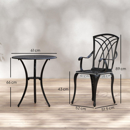 3 Piece Cast Aluminium Bistro Set with Umbrella Holder - Grey