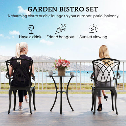 3 Piece Cast Aluminium Bistro Set with Umbrella Holder - Grey