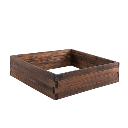 128L Wooden Raised Garden Bed Planter 80x80x22.5cm - Carbonized