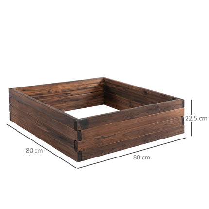 128L Wooden Raised Garden Bed Planter 80x80x22.5cm - Carbonized