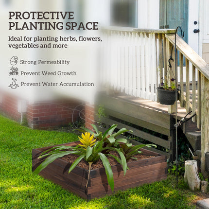 128L Wooden Raised Garden Bed Planter 80x80x22.5cm - Carbonized