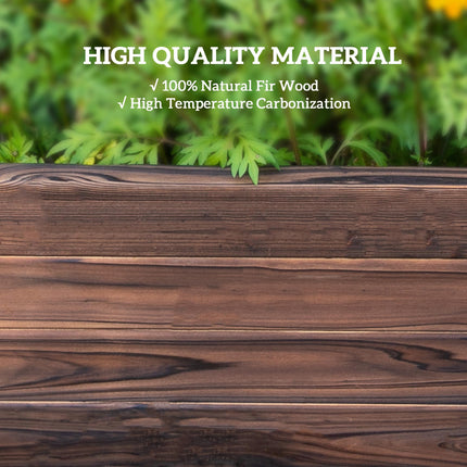 128L Wooden Raised Garden Bed Planter 80x80x22.5cm - Carbonized