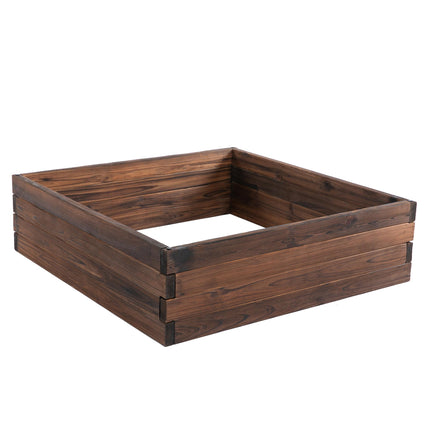 128L Wooden Raised Garden Bed Planter 80x80x22.5cm - Carbonized