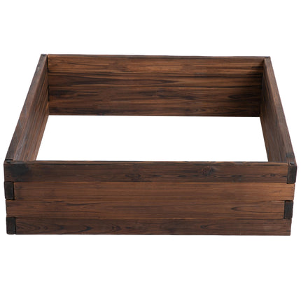 128L Wooden Raised Garden Bed Planter 80x80x22.5cm - Carbonized