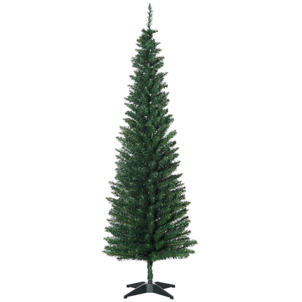 6ft Unlit Artificial Christmas Tree, Pencil Slim Xmas Tree with Solid Stand and