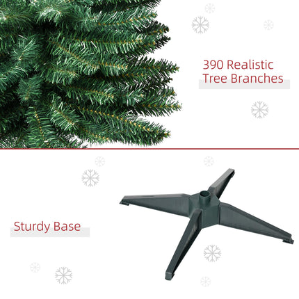 6ft Unlit Artificial Christmas Tree, Pencil Slim Xmas Tree with Solid Stand and