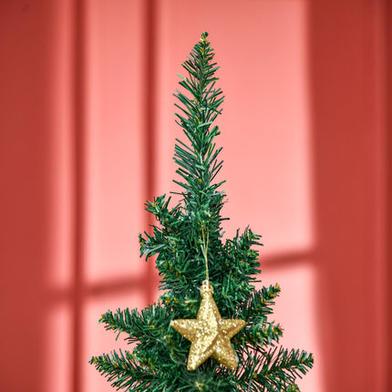 6ft Unlit Artificial Christmas Tree, Pencil Slim Xmas Tree with Solid Stand and