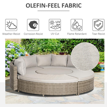6-Seater Outdoor PE Rattan Patio Furniture Set with Liftable Coffee Table and Olefin Cushions - Grey
