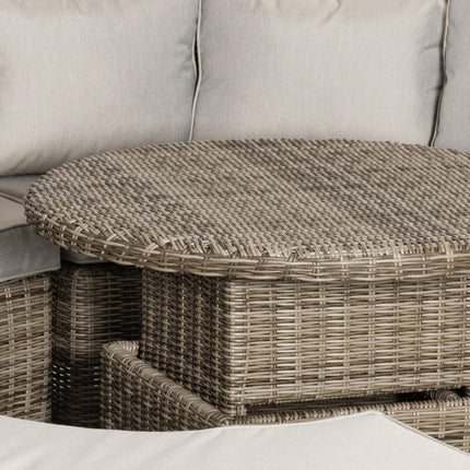 6-Seater Outdoor PE Rattan Patio Furniture Set with Liftable Coffee Table and Olefin Cushions - Grey