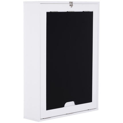 Folding Wall-Mounted Drop-Leaf Table with Chalkboard Shelf - White