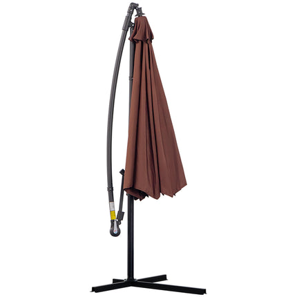 3m Hanging Umbrella Parasol with Base - Coffee