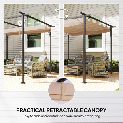 Retractable Canopy Metal Pergola Gazebo 300x300cm with UV Resistant Roof - Beige
