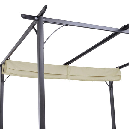 Retractable Canopy Metal Pergola Gazebo 300x300cm with UV Resistant Roof - Beige