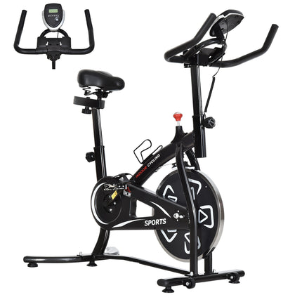 Steel Stationary Exercise Bike 8-Level Belt Driven with LCD Monitor - Black