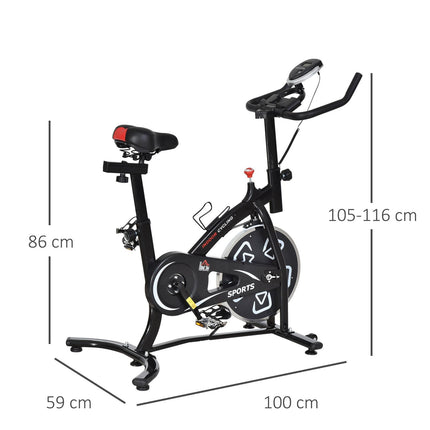 Steel Stationary Exercise Bike 8-Level Belt Driven with LCD Monitor - Black