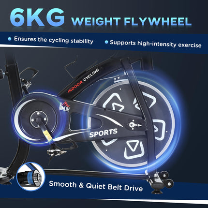 Steel Stationary Exercise Bike 8-Level Belt Driven with LCD Monitor - Black