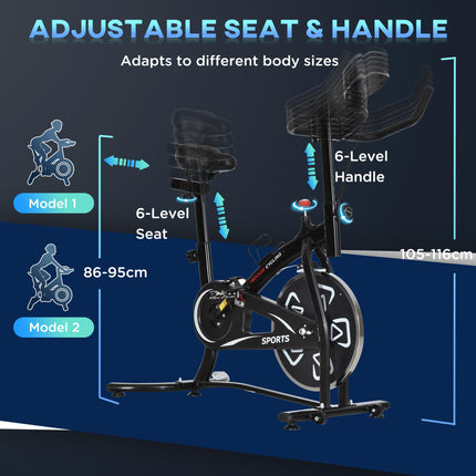 Steel Stationary Exercise Bike 8-Level Belt Driven with LCD Monitor - Black