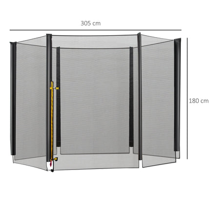 10ft Replacement Safety Trampoline Net Enclosure for 6 Poles - Black