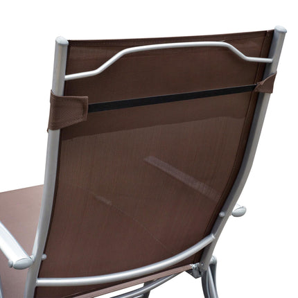 Foldable Patio Sun Lounger Chair with Pillow and Adjustable Recliner - Brown