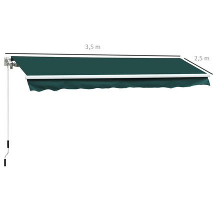 Manual Retractable Awning, 3.5x2.5 m-Green