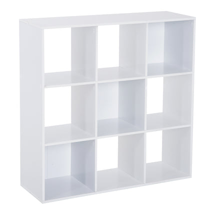 Wooden 9 Cube Storage Unit with 3 Tier Shelves Organiser Rack - White