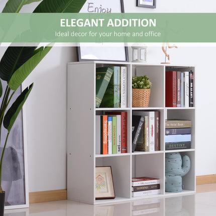Wooden 9 Cube Storage Unit with 3 Tier Shelves Organiser Rack - White