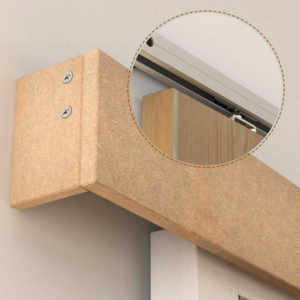 6.5FT 2000mm Sliding Barn Door Hardware Track Kit for Single Wooden Door - Brown