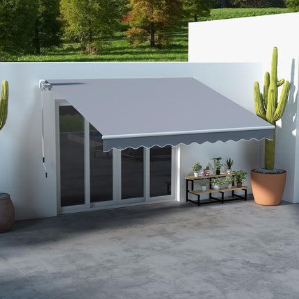 Retractable Manual Garden Awning Canopy Shelter 295x250 cm - Grey