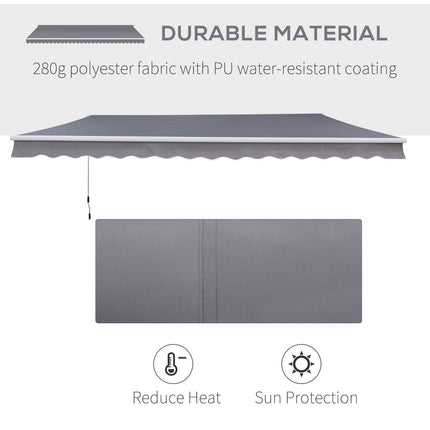 Retractable Manual Garden Awning Canopy Shelter 295x250 cm - Grey