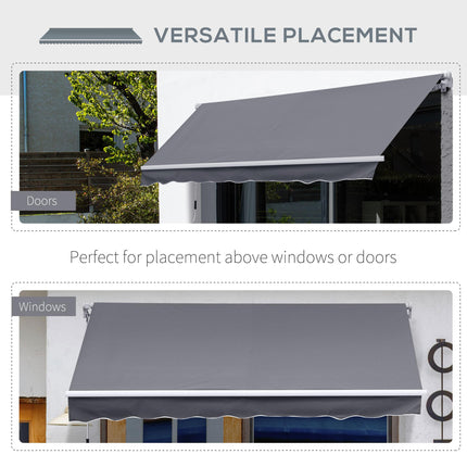 Retractable Manual Garden Awning Canopy Shelter 295x250 cm - Grey