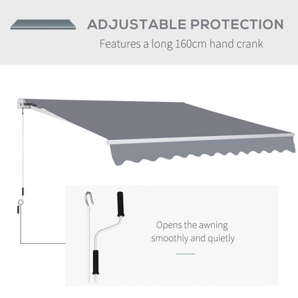 Retractable Manual Garden Awning Canopy Shelter 295x250 cm - Grey