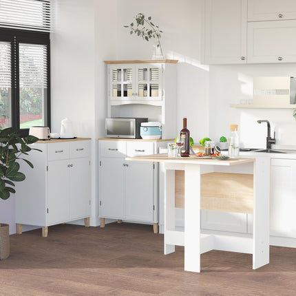 Foldable Particle Board Dining & Computer Desk 103x76cm - Oak & White