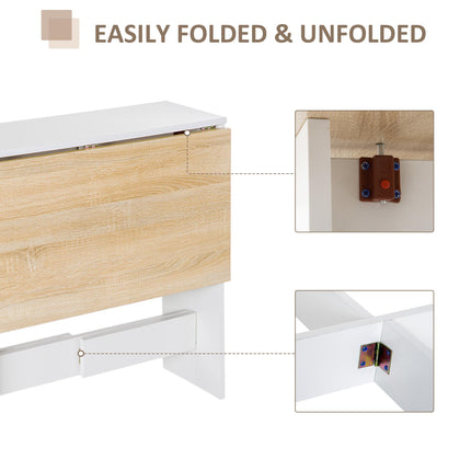 Foldable Particle Board Dining & Computer Desk 103x76cm - Oak & White
